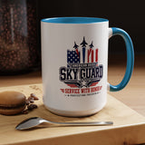 Military Aviation Coffee Mug, American Skies Skyguard Cup, Patriotic Fighter Jet Gift for Pilot, Veteran, Airman or Armed Forces Supporter