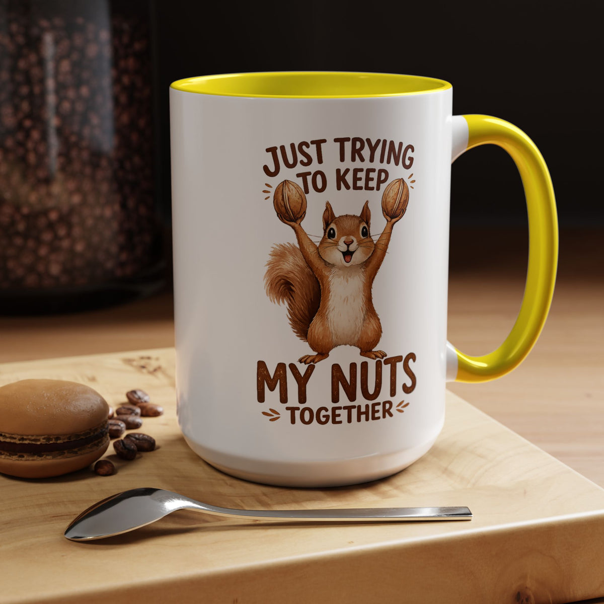 Funny Squirrel Coffee Mug, Just Trying To Keep My Nuts Together Mug, Cute Squirrel Mug, Woodland Animal Gift for Nature Lovers