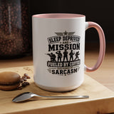 Funny Military Coffee Mug, Sleep Deprived and Mission Fueled Cup, Sarcastic Soldier Gift, Veteran Birthday Present, Tactical Humor