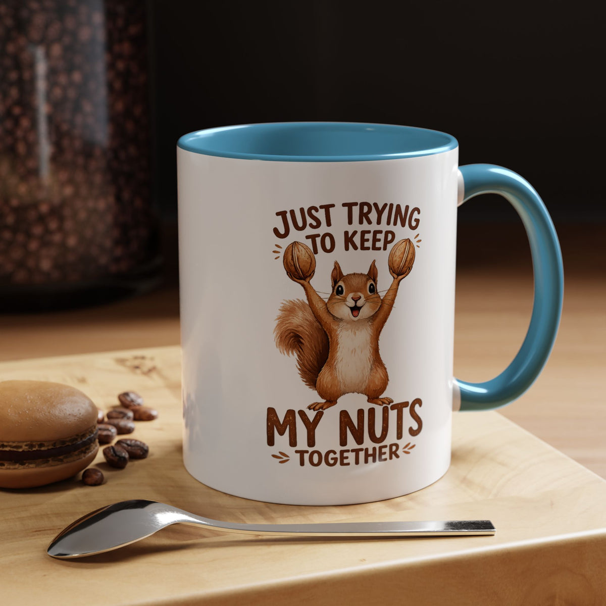 Funny Squirrel Coffee Mug, Just Trying To Keep My Nuts Together Mug, Cute Squirrel Mug, Woodland Animal Gift for Nature Lovers