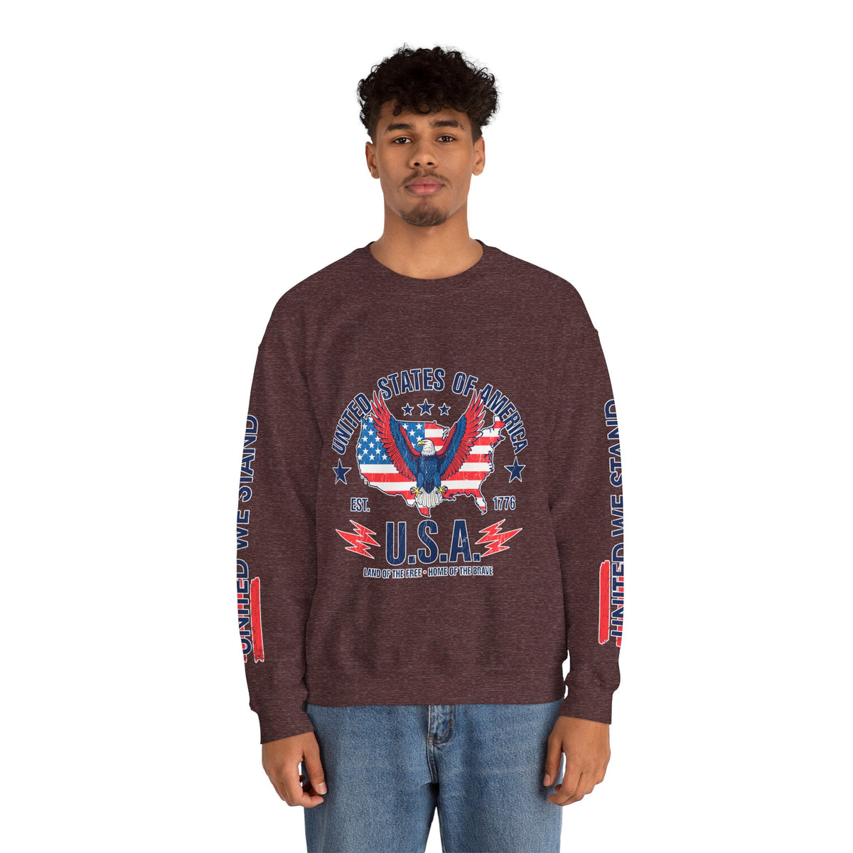 United We Stand Sweatshirt, American Eagle USA Pullover, Patriotic Flag Top, Vintage Americana Clothing, Fourth of July Gift for Women