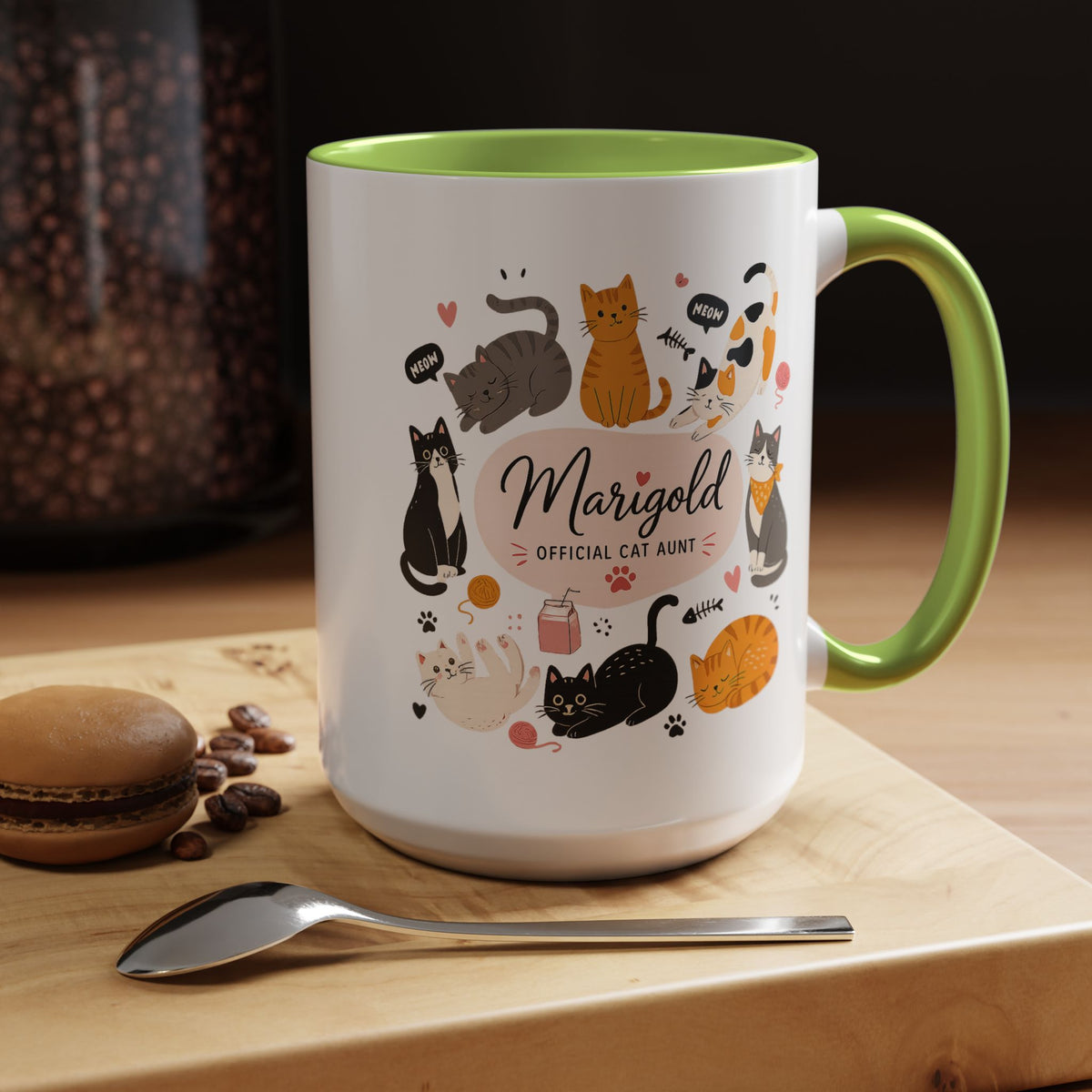 Personalized Cat Aunt Coffee Mug, Custom Cat Mom Style Mug with Name, Official Cat Aunt Gift, Cat Lover Coffee Cup, Pet Owner Mug