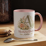 Personalized Floral Initial Mug, Custom Name Coffee Mug with Monogram Letter, Rooted in Beauty Gift for Women, Botanical Birthday Cup