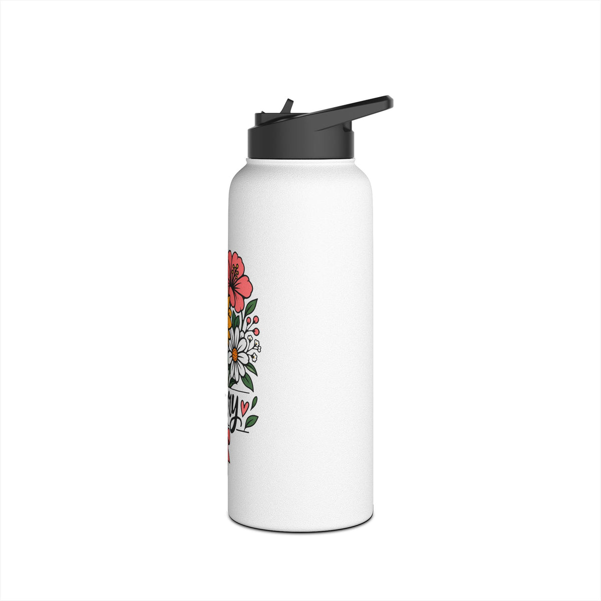 Personalized Water Bottle for Girls, Floral Reusable Drink Bottle, Custom Name Gift, Cute School Water Bottle, Hydration Bottle