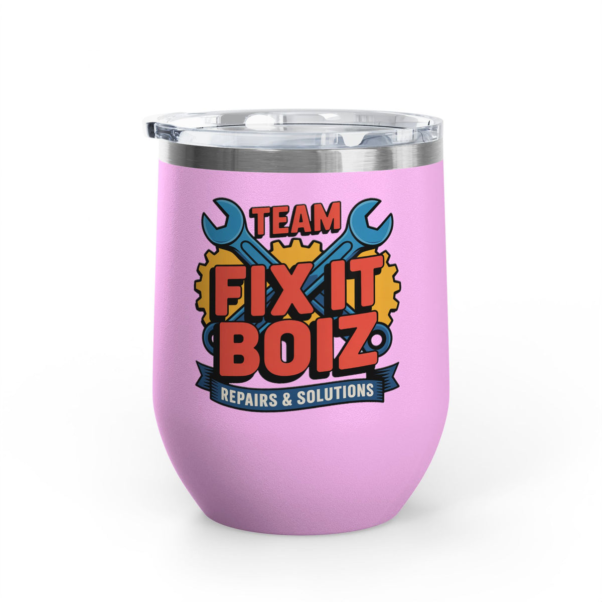Mechanic Wine Tumbler, Team Fix It Boiz Wrench and Gear Design, Handyman Gift for Dad or a Repair Crew Coworker, Off Duty Workshop Drinkware