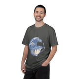 Great Wave Teacup Shirt, Japanese Art Inspired Ocean Graphic, Gift for Tea Lovers and Coastal Art Fans, Casual Cafe Weekend Outfit