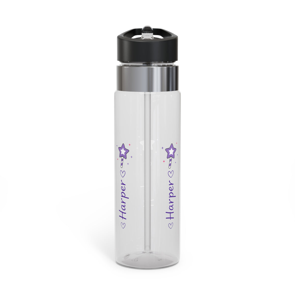 Personalized Transparent Water Bottle for Girls, Cute Star Wand Design, Custom Name Water Bottle, School Gift, Back to School Gift