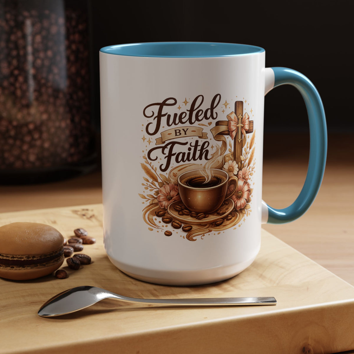 Christian Coffee Mug Fueled By Faith, Faith Based Coffee Cup, Religious Gift for Women, Prayer Warrior Mug, Inspirational Christian Gift