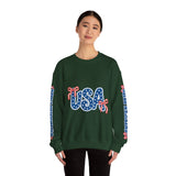 USA Patriotic Sweatshirt, American Flag Ribbon Pullover, Vintage Stars and Stripes Top, Fourth of July Outfit, Americana Gift for Women