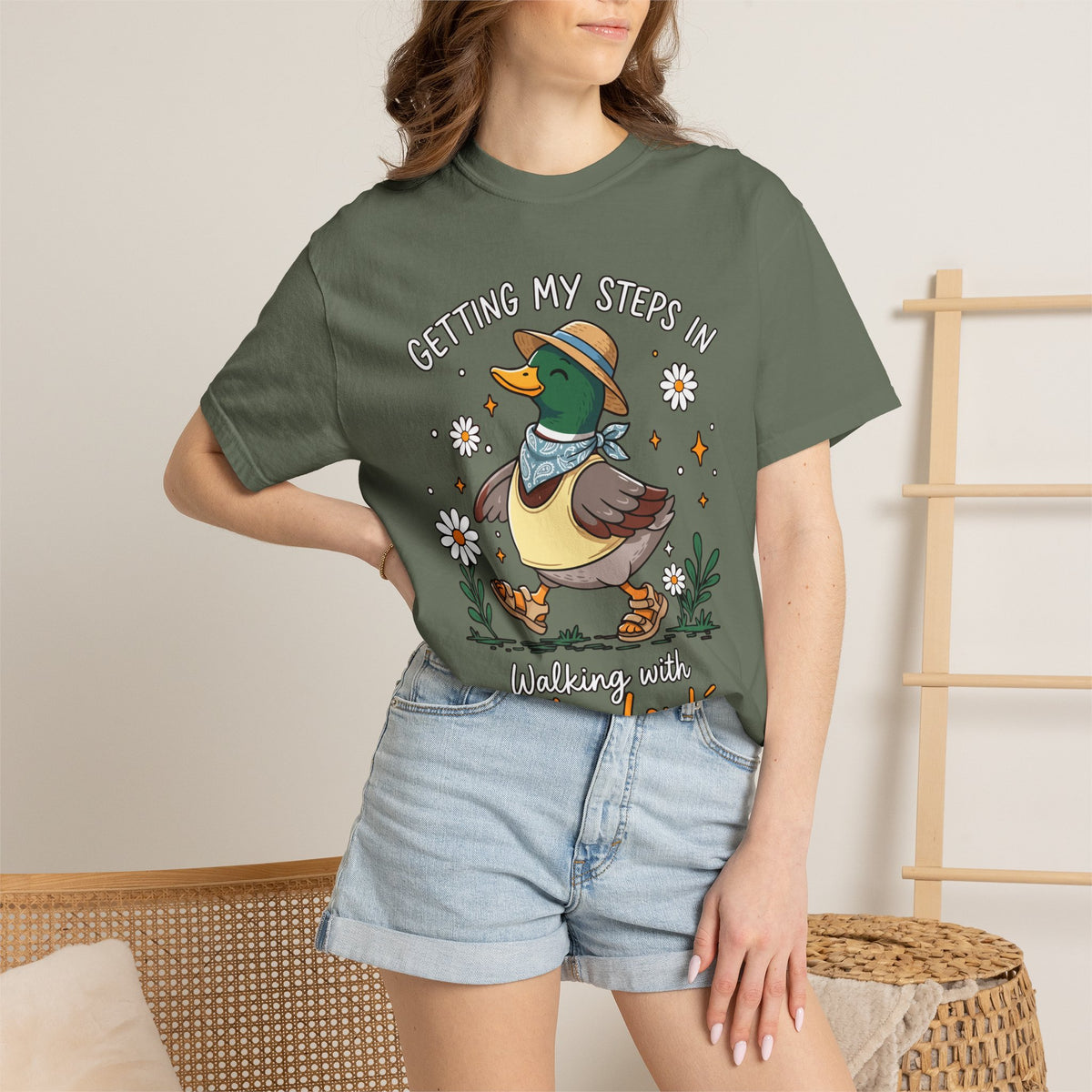 Christian Duck Comfort Colors Shirt, Walking with the Lord Graphic Tee, Cute Faith Based Duck Shirt, Trendy Christian Comfort Tee