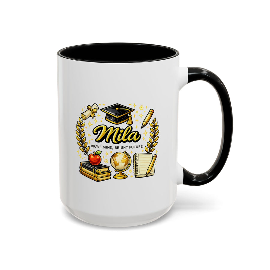 Personalized Graduation Mug for Her, Brave Mind Bright Future Coffee Cup, Custom Name Gift for Daughter, College or High School Graduate