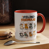 Funny Cat Science Coffee Mug, Feline Formulas Cat Lover Mug, Chemistry Cat Gift, Nerdy Cat Mom Cup for Scientists & Students