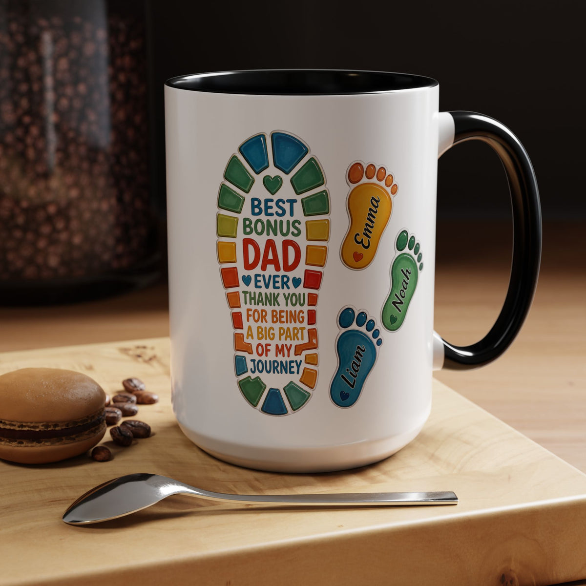 Personalized Bonus Dad Mug, Custom Stepdad Coffee Mug with Kids Names, Father's Day Gift for Bonus Father, Family Appreciation Cup