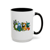 Earth Care Animal Mug, Eco Awareness Coffee Cup, Cute Wildlife Conservation Gift for Nature Lover, Earth Day Gift for Teacher or Mom