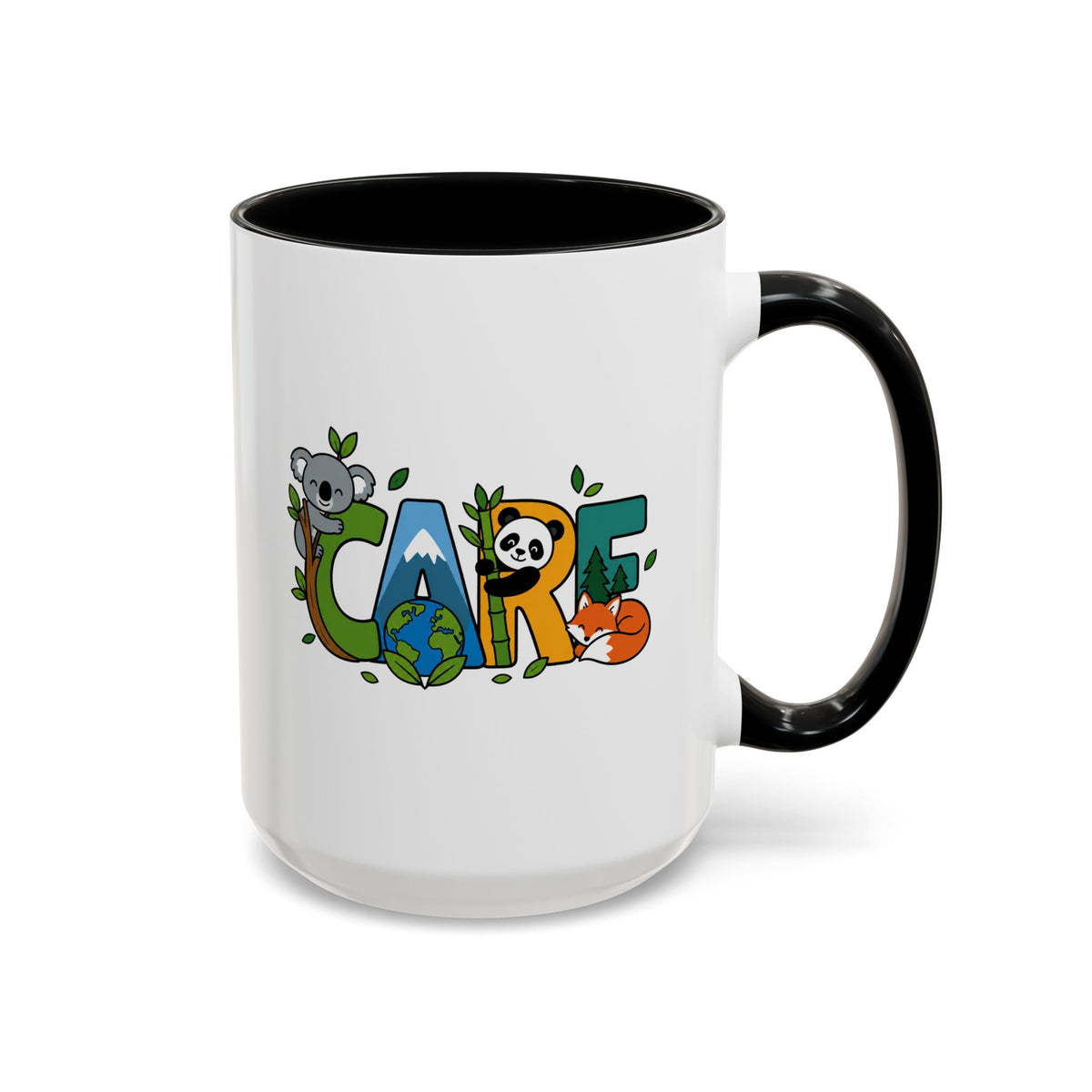 Earth Care Animal Mug, Eco Awareness Coffee Cup, Cute Wildlife Conservation Gift for Nature Lover, Earth Day Gift for Teacher or Mom