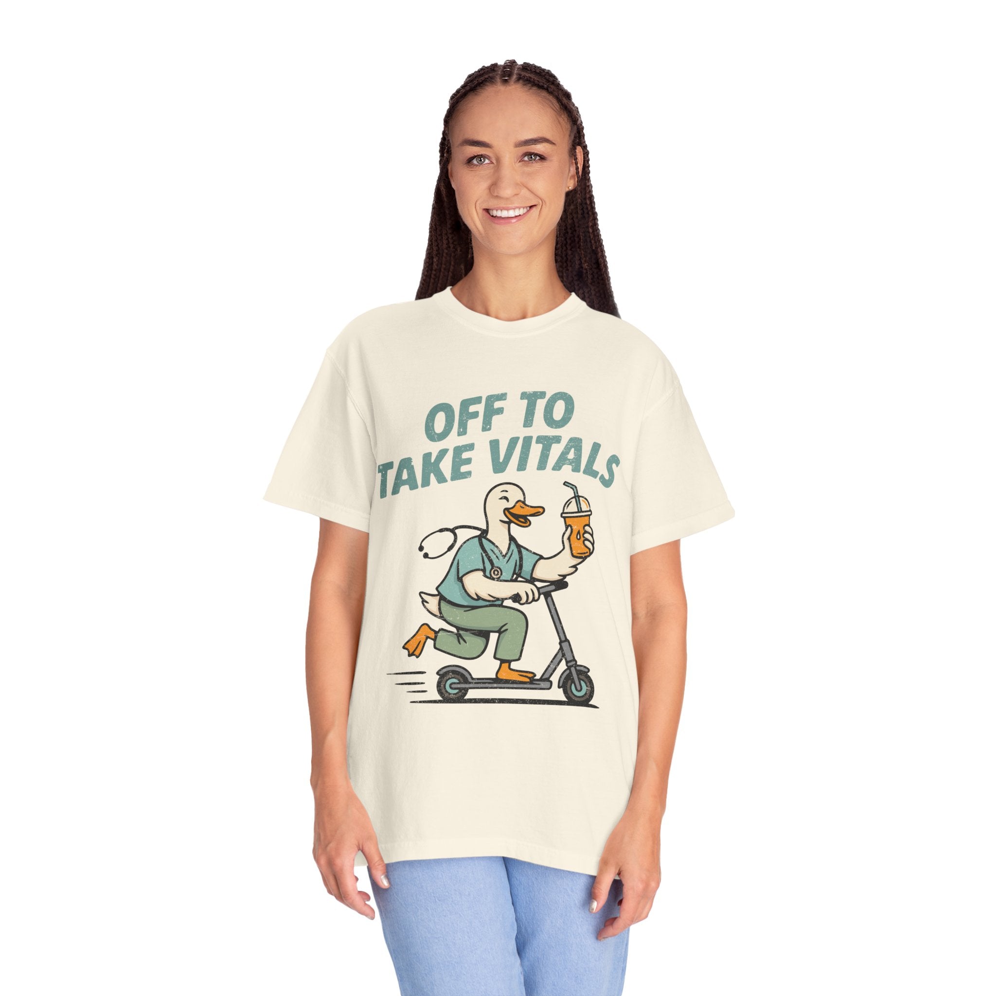 Funny Off To Take Vitals Comfort Colors Shirt, Duck Healthcare Worker Tee, Medical Humor Graphic T Shirt, Clinic Staff Gift