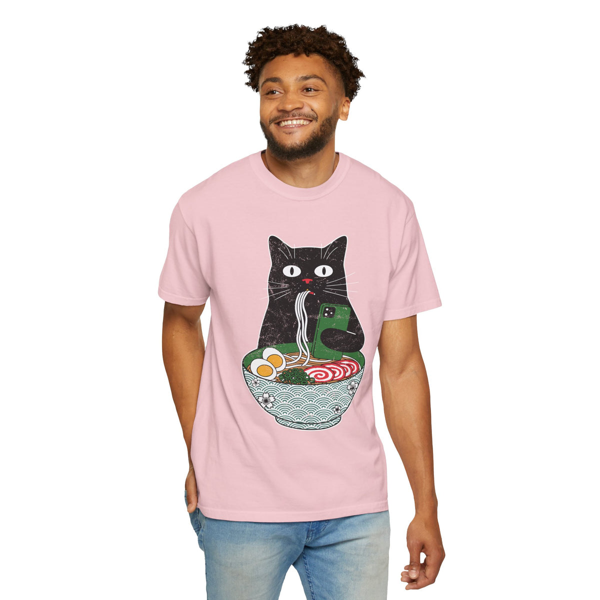 Black Cat Ramen Shirt Comfort Colors Tee, Funny Cat Lover Graphic Shirt, Introvert Cat Eating Noodles Tee, Japanese Foodie Gift