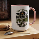 Army Strong Grandpa Mug, Grandpa Proud Military Coffee Cup, Veteran Grandfather Gift, Service Legacy Present for Birthday or Father's Day