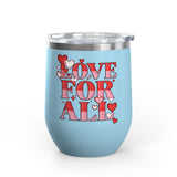 Love for All Wine Tumbler, Retro Pixel Heart Drinkware, Cute Valentine Gift for Her, Romantic Anniversary Present, Colorful Love Cup