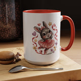 Ballerina Bunny Mug, Rabbit in a Pink Tutu with Flowers and Ribbons, Ballet Recital Gift for a Daughter or Dance Lover's Birthday Surprise