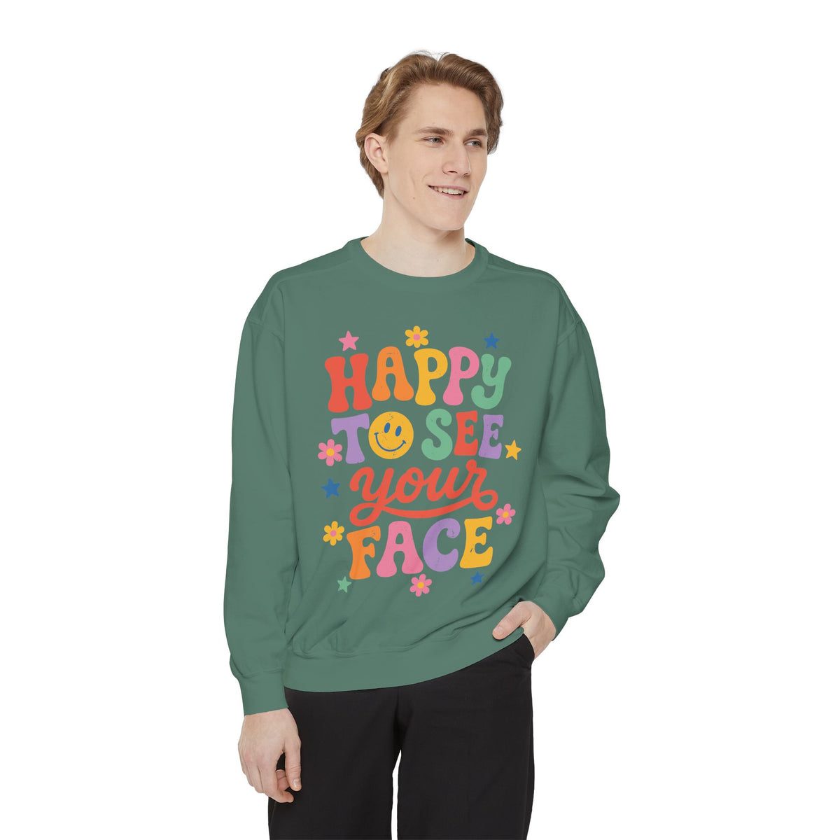 Happy to See Your Face Sweatshirt, Colorful Teacher Crewneck, Retro Classroom Shirt, Back to School Outfit, Educator Appreciation Gift