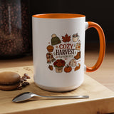 Cozy Harvest Coffee Mug, Cute Autumn Favorites Cup, Fall Gift for Her, Pumpkin Spice Lover Birthday Present, Thanksgiving Kitchen Decor