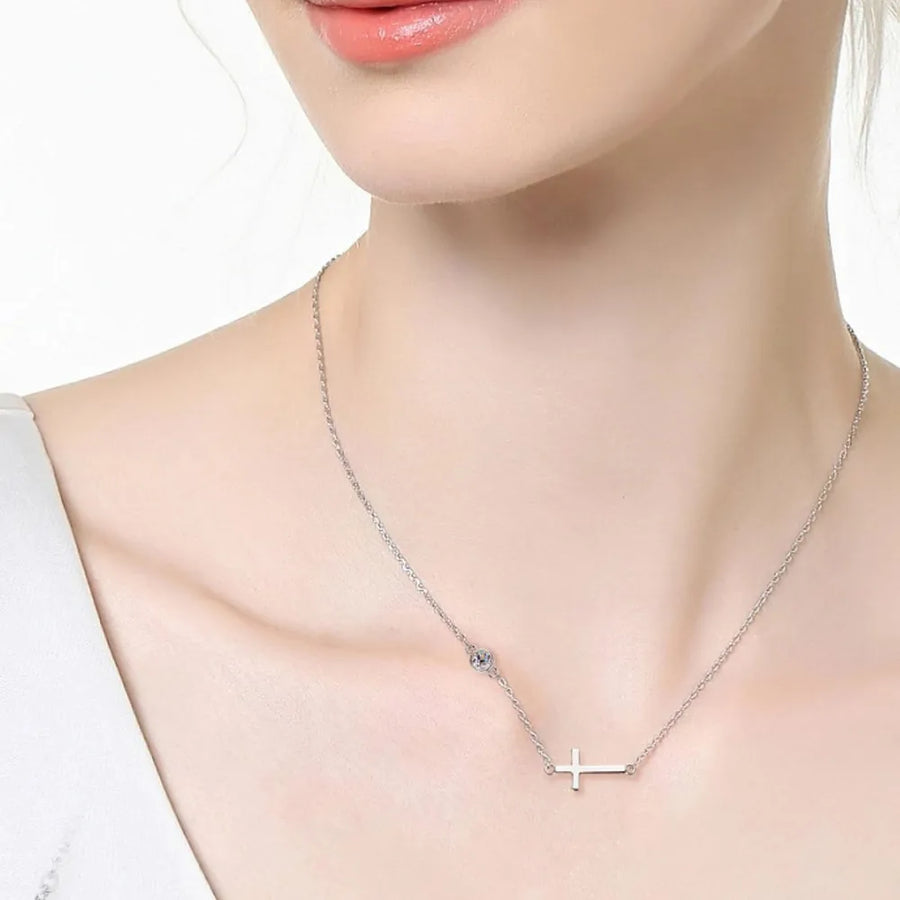 Cross 925 Sterling Silver Moissanite Necklace