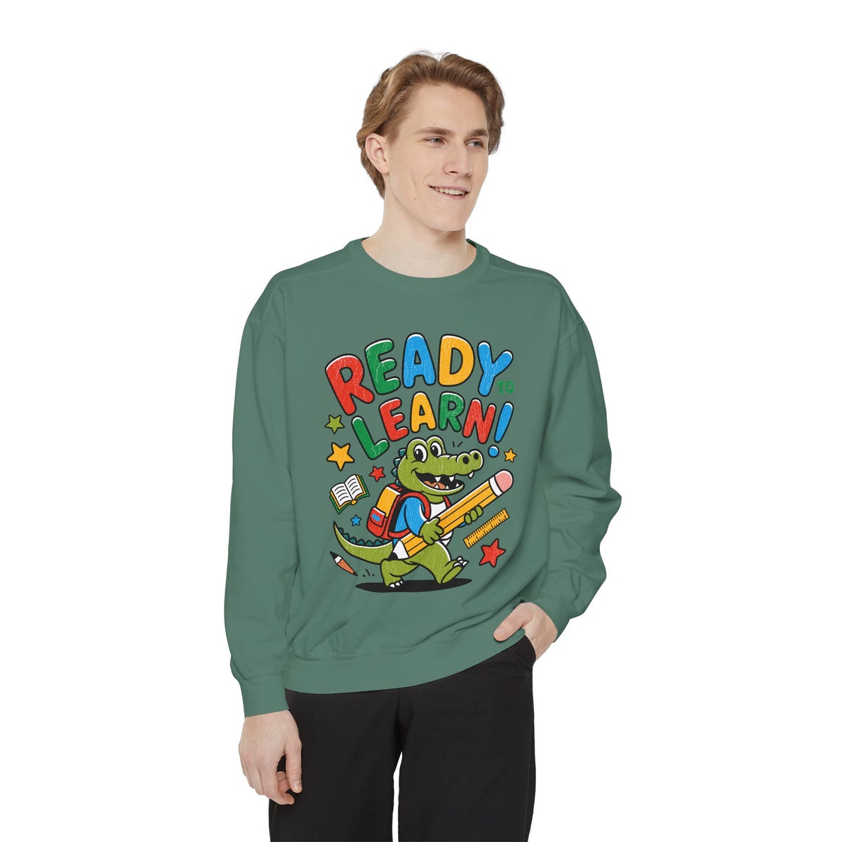 Ready to Learn Alligator Sweatshirt, Colorful Back to School Pullover, Cute Student Gift, Preschool Teacher Outfit, Classroom Style