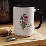 Personalized Floral Name Mug, Custom Wildflower Coffee Cup for Her, Birthday Gift for Women, Botanical Friend or Coworker Keepsake