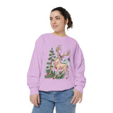 Woodland Deer Sweatshirt, Rustic Stag and Mountain Graphic, Gift for Wildlife Lovers and Hikers, Forest Inspired Cabin Weekend Clothing