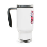 Softball Mama Travel Mug, Pink Baseball Mom Stainless Steel Cup, Cute Sports Mom Gift, Game Day Drinkware, Softball Season Gift for Women