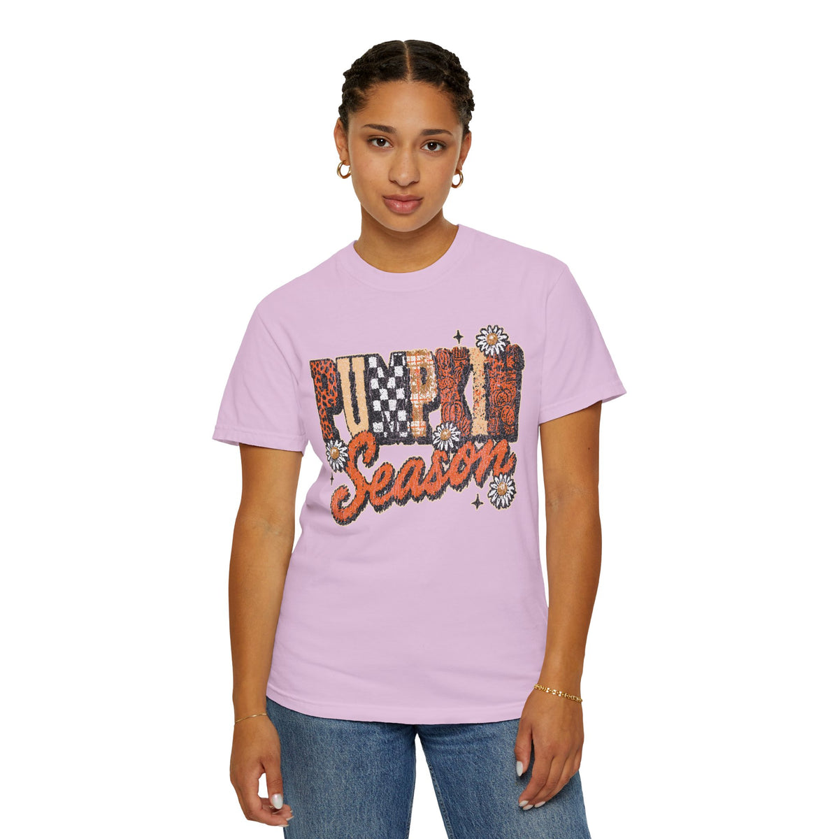 Pumpkin Season Shirt, Retro Leopard Checker Fall Graphic Tee, Cute Autumn Gift for Women, Cozy Thanksgiving October Outfit for Her
