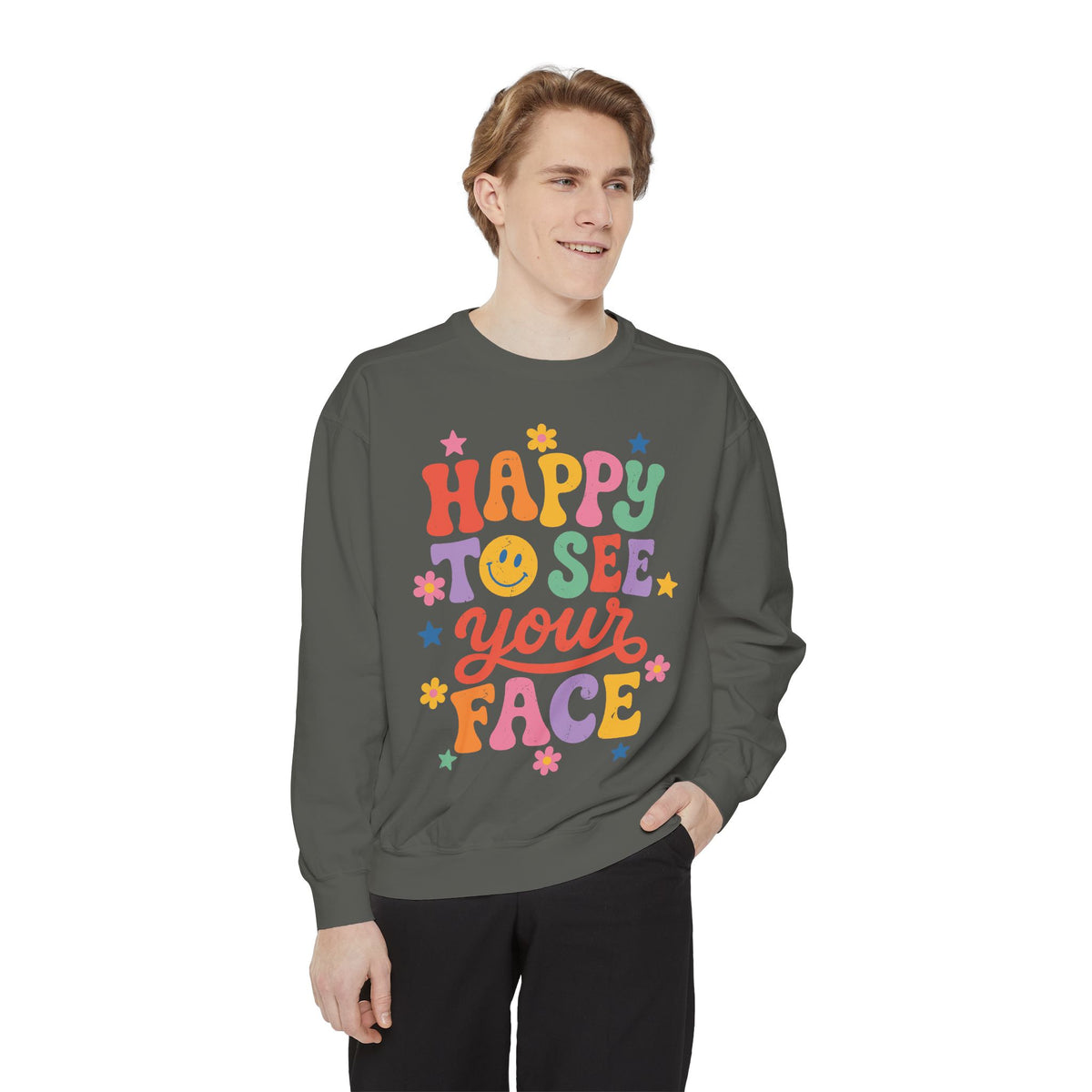 Happy to See Your Face Sweatshirt, Colorful Teacher Crewneck, Retro Classroom Shirt, Back to School Outfit, Educator Appreciation Gift