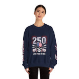 250 Live Free or Die Sweatshirt, Patriotic Skull Crewneck, American Flag Pullover, USA 250th Anniversary Gift, Fourth of July Top