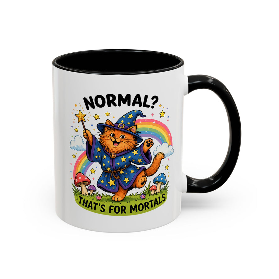 Funny Wizard Cat Mug, Normal That's For Mortals Coffee Mug, Magical Cat Lover Gift, Fantasy Wizard Kitty Mug for Book Lovers
