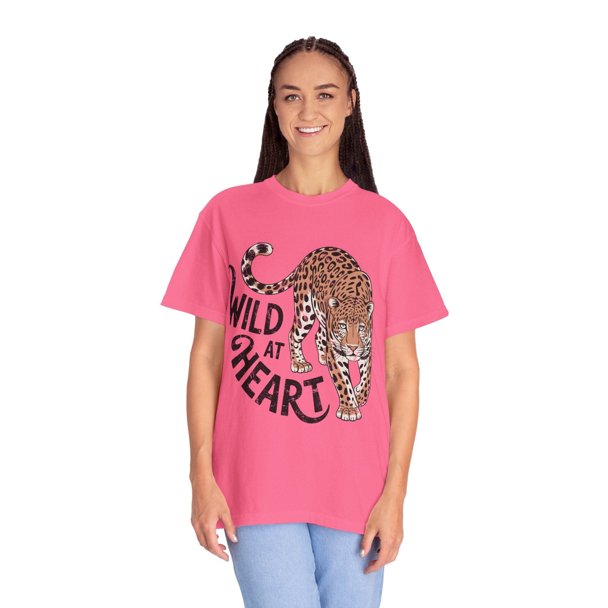Leopard Graphic Comfort Colors Shirt, Wild At Heart Leopard Tee, Boho Animal Print Shirt, Safari Lover Gift for Women