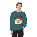 Egg-Cited for Christmas Sweatshirt, Funny Fried Egg Crewneck, Cute Food Pun Holiday Pullover, Christmas Breakfast Gift for Brunch Lover