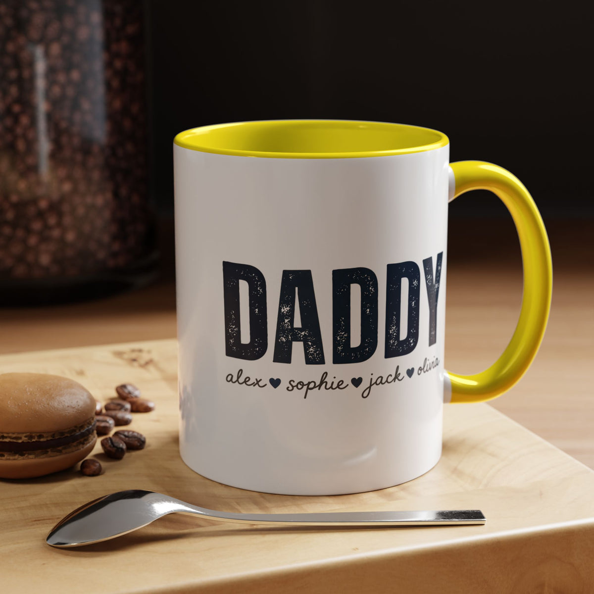 Personalized Daddy Coffee Mug with Kids Names, Custom Dad Mug Gift from Children, Father's Day Coffee Cup, Birthday Gift for Daddy