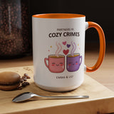 Partners in Cozy Crimes Mug, Personalized Best Friend Coffee Mug, Custom Name Friendship Gift for Women