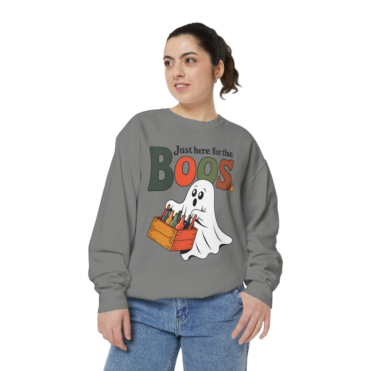Funny Halloween Ghost Sweatshirt, Where My Boos At Party Pullover, Spooky Season Drinking Gift for Beer Lover, Adult Costume Party Outfit