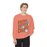Coffee Lover Halloween Sweatshirt, Freshly Brewed Coffee Ghost Pullover, Cute Spooky Season Gift for Barista and Caffeine Fan, Gift for Her