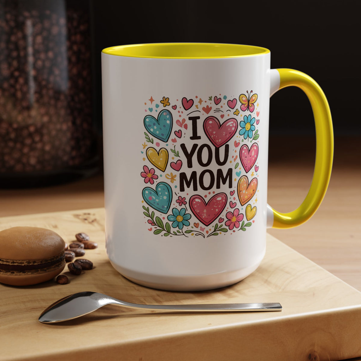 I Love You Mom Heart Mug, Mother's Day Coffee Mug, Gift for Mom from Daughter or Son, Cute Heart Coffee Cup, Mom Appreciation Gift