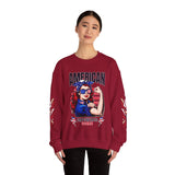 American Empowered Women Sweatshirt, Patriotic Rosie Style Crewneck, USA Flag Pullover, Fourth of July Outfit, Feminist Gift for Her