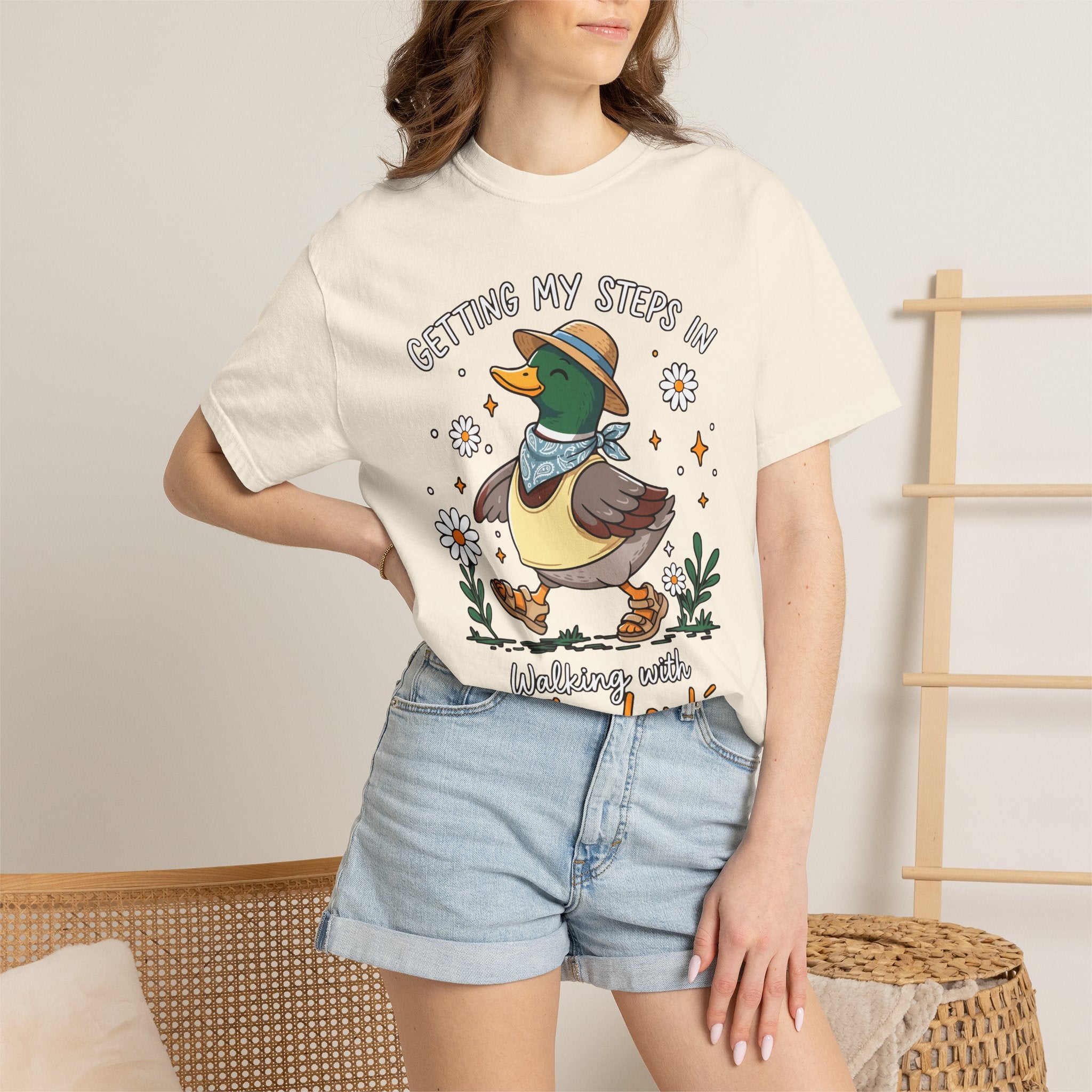 Christian Duck Comfort Colors Shirt, Walking with the Lord Graphic Tee, Cute Faith Based Duck Shirt, Trendy Christian Comfort Tee