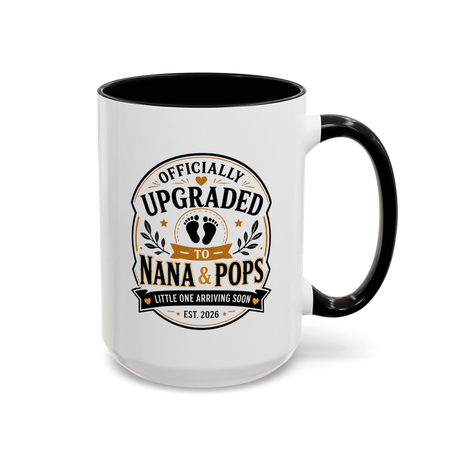 Pregnancy Announcement Mug for Grandparents, Officially Upgraded to Nana and Pops Cup, Baby News Reveal Gift, Little One Arriving 2026