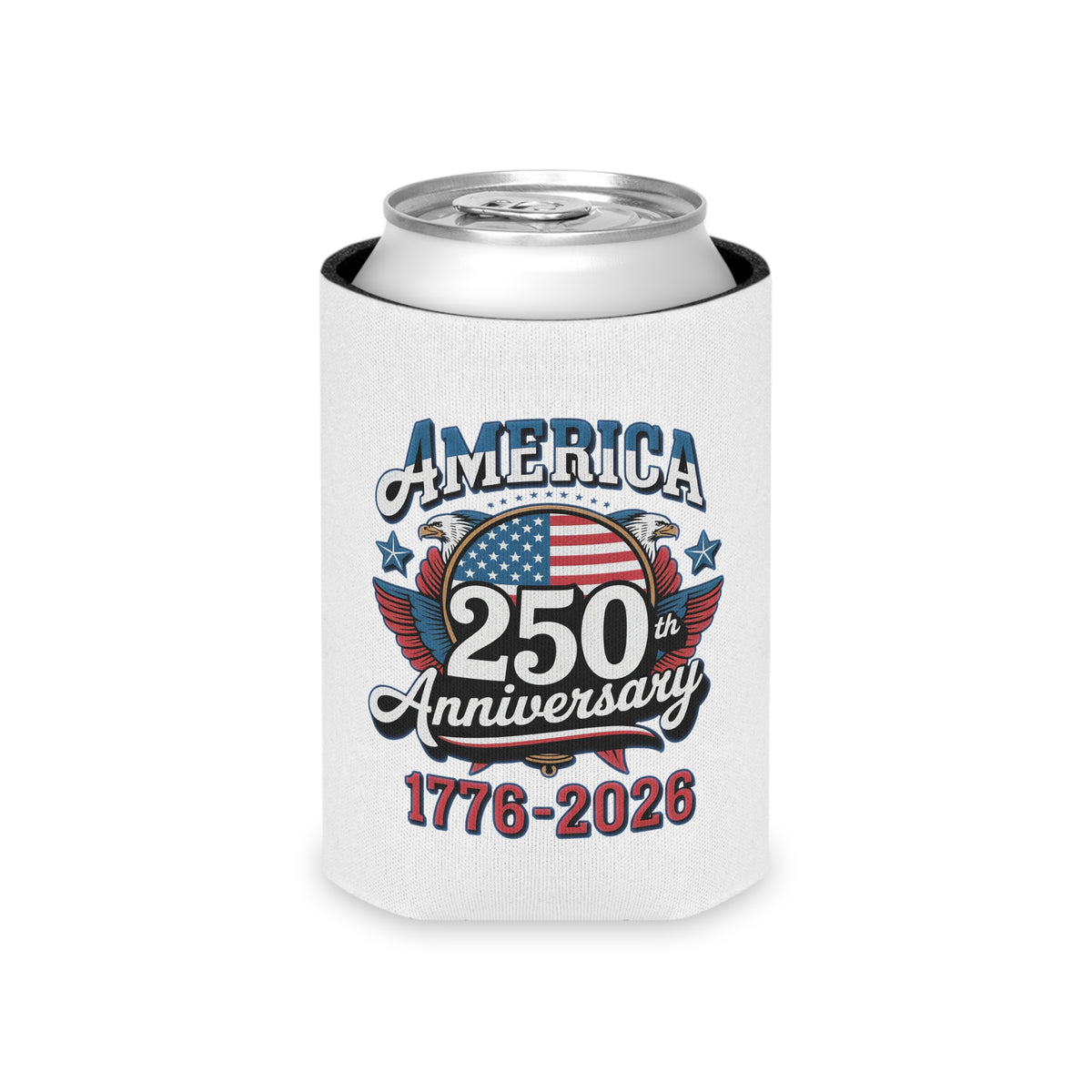 America 250th Anniversary Can Cooler, Patriotic Beer Can Holder, USA 1776 to 2026 Drink Cozy, 4th of July Gift, American Pride Party Favor