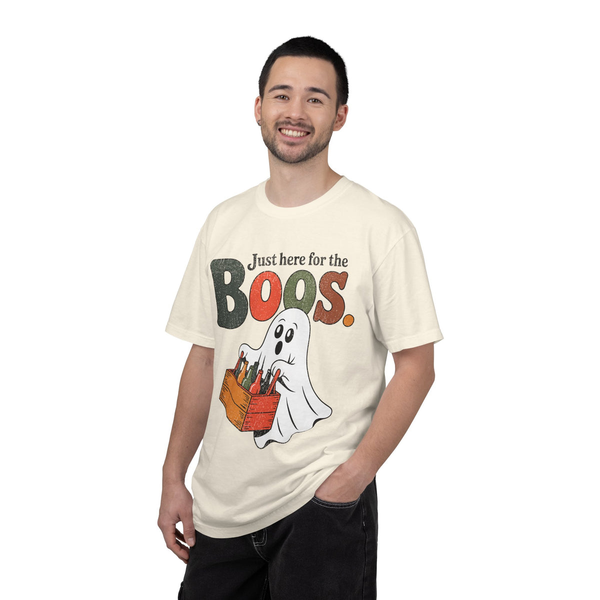 Funny Halloween Ghost Shirt, Where My Boos At Graphic Tee, Spooky Season Drinking Gift for Beer Lover, Fun Adult Costume Party Outfit