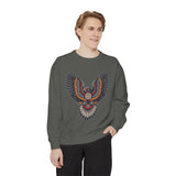 Ornamental Eagle Sweatshirt, Retro Tattoo Style Bird Graphic, Gift for Wildlife Art Lovers, Boho Festival Outfits and Everyday Casual Wear