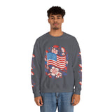 Floral American Flag Sweatshirt, Patriotic USA Pullover, Red White Blue Flower Top, Fourth of July Outfit, Americana Gift for Women