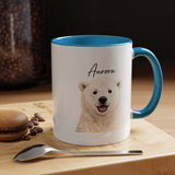Custom Polar Bear Coffee Mug with Name, Personalized Arctic Animal Gift for Kids, Cute Winter Holiday Ceramic Tea Cup with Orange Handle